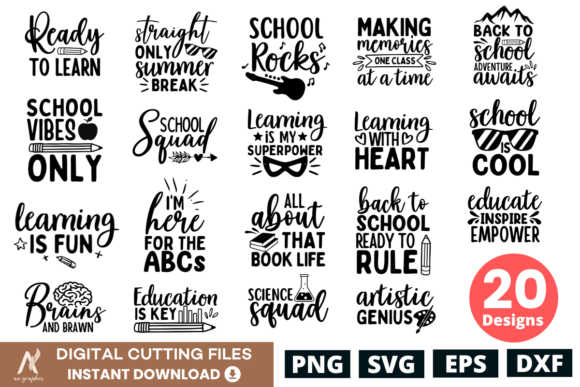 20 Back to School SVG Bundle - SVG PNG