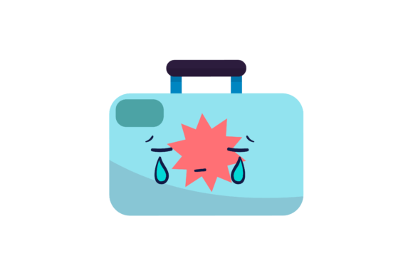 Back to School Blue Suitcase Kawai Icon