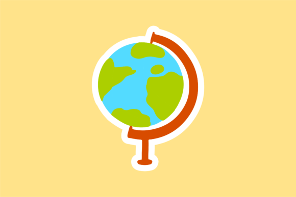 Back to School Globe Sticker Icon Graphics and Icons
