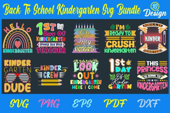 Back to School Kindergarten T-shirt Svg Bundle