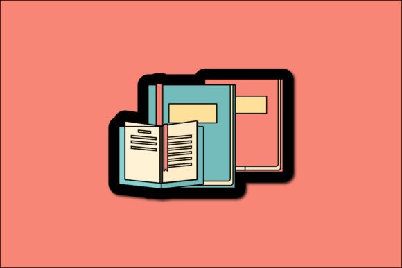 Back to School Sticker Icon Red Books Graphics Freebies
