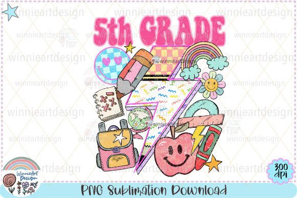 Fifth Grade Retro Teacher Back to School Graphics